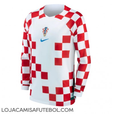 Camisa de Futebol Croácia Equipamento Principal Mundo 2022 Manga Comprida